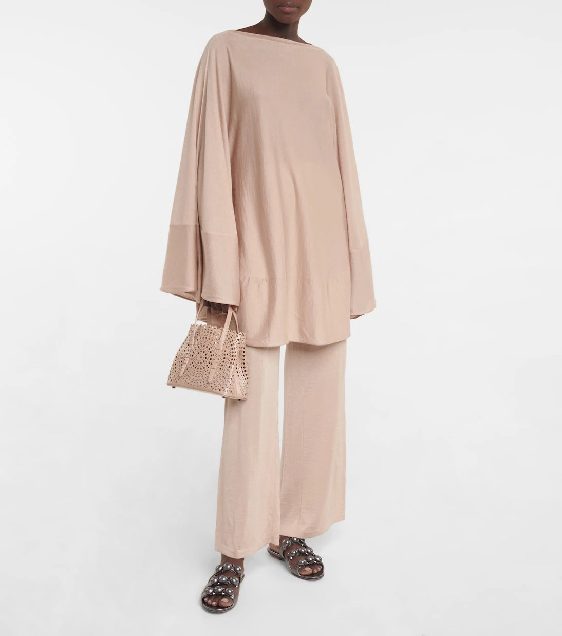 Alaïa - بنطلون مرتفع الخصر من مزيج الكشمير