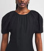 Black Balloon-Sleeve Midi Dress