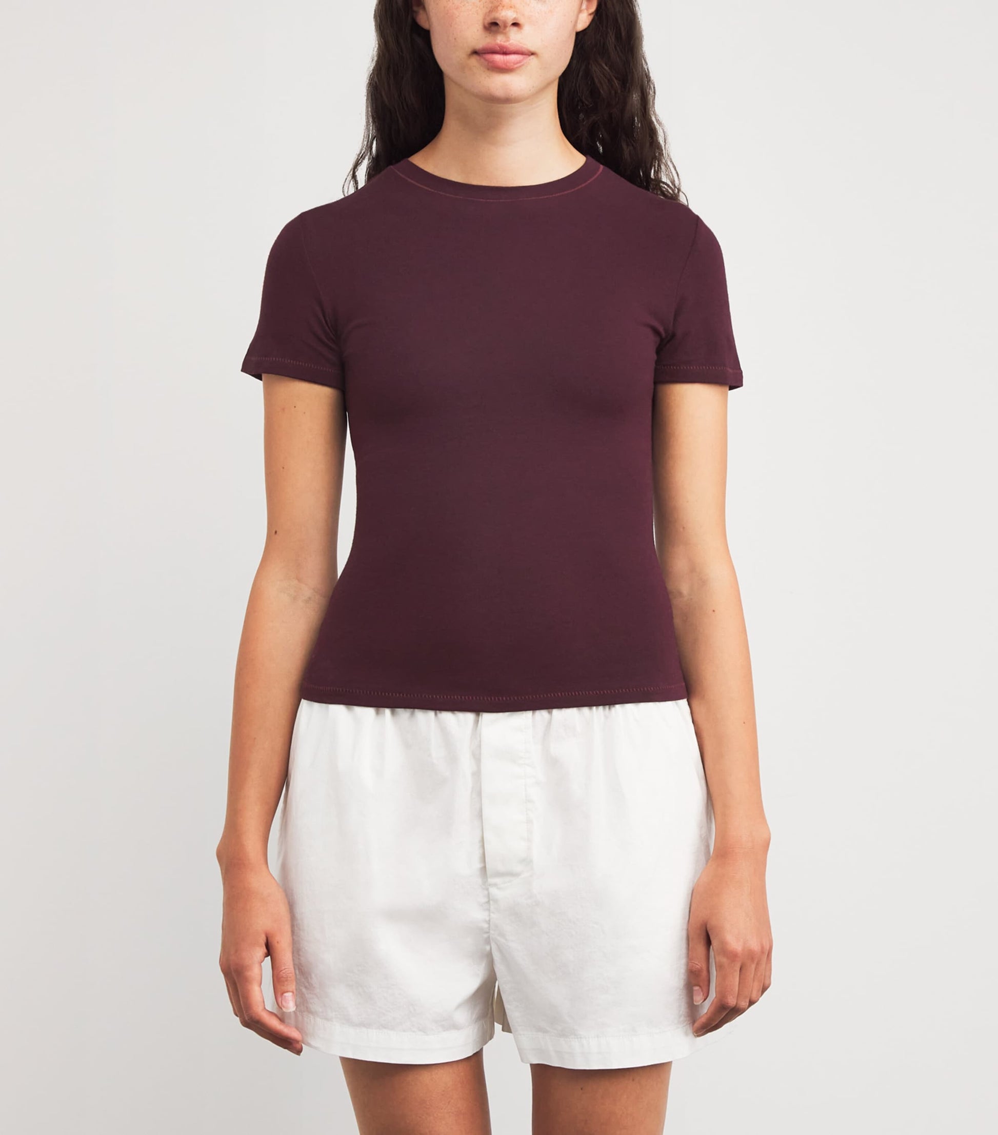 Burgundy Cotton Jersey T-Shirt