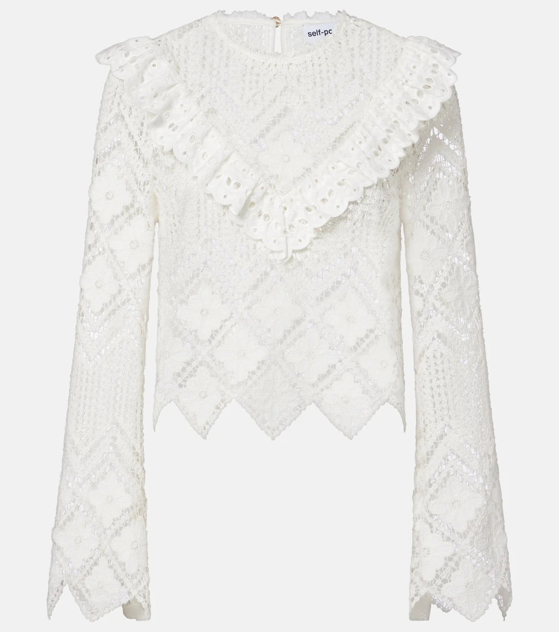 Self-Portrait - Crochet ruffled top