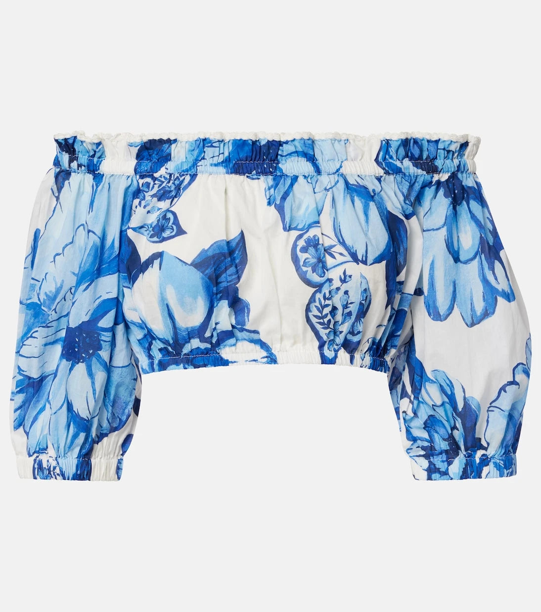 Farm Rio - Floral cropped off-shoulder cotton top