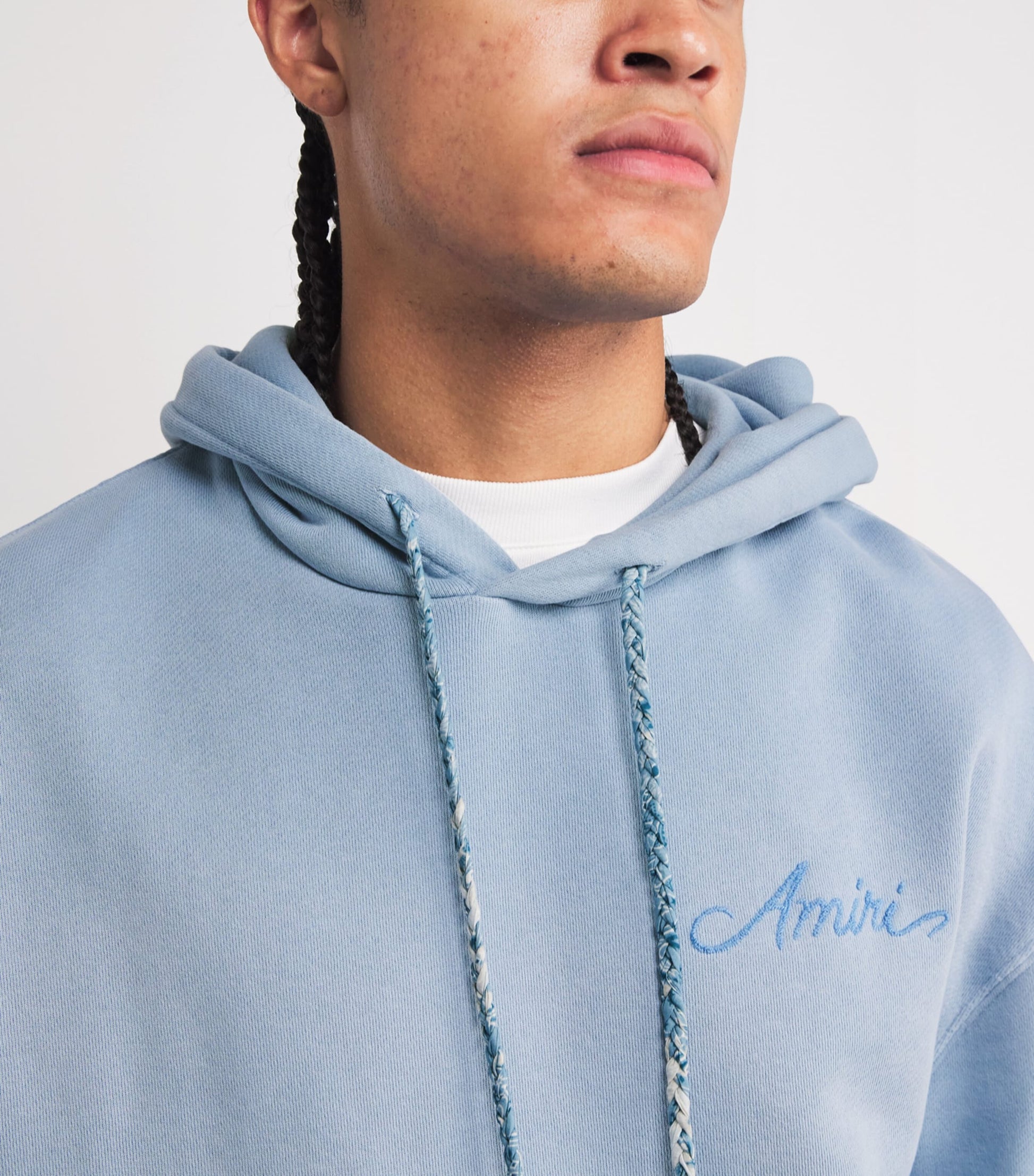 AMIRI Blue Cotton Bleach Bandana Hoodie