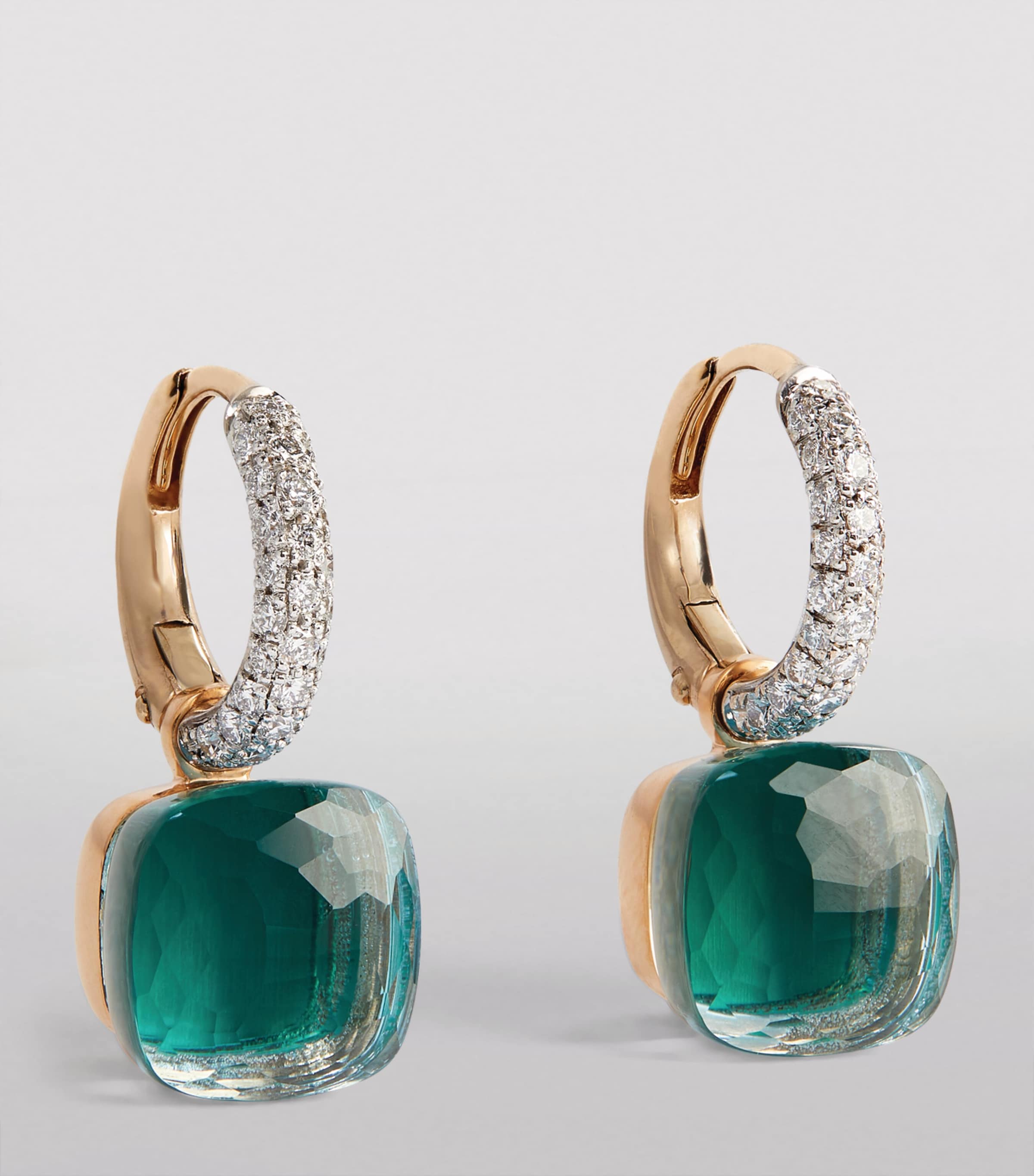 White Gold, Diamond, Blue Topaz and Agate Nudo Classic Drop Earrings