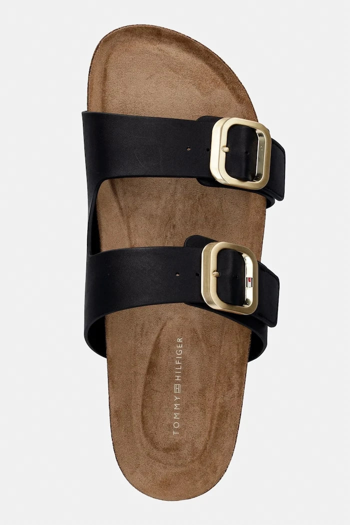 Tommy Hilfiger чехли дамски от кожа TH CLASSIC CORK SANDAL LEATHER