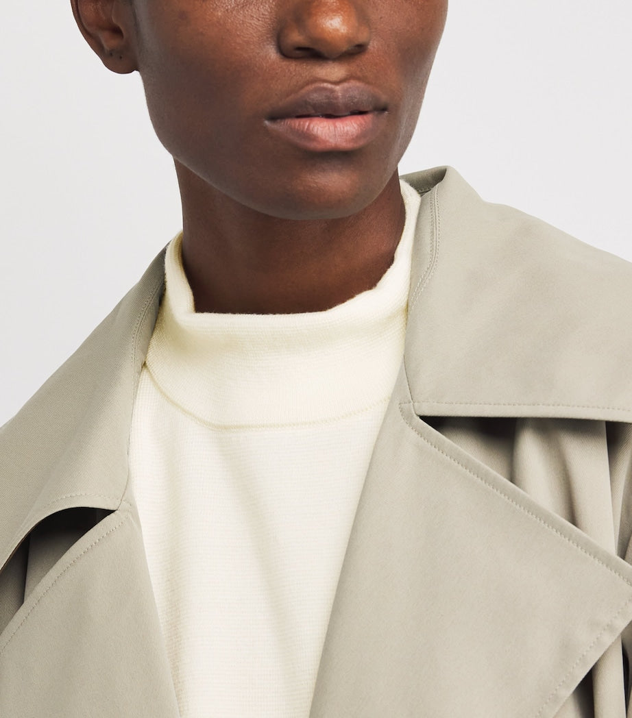 Max Mara White Virgin Wool Funnel-Neck Sweater