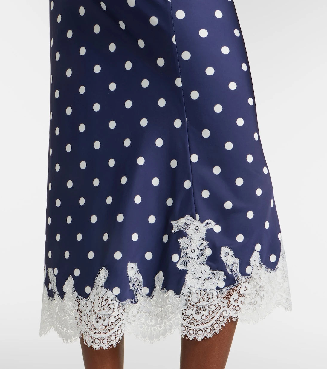 Self-Portrait - Polka-dot satin midi skirt