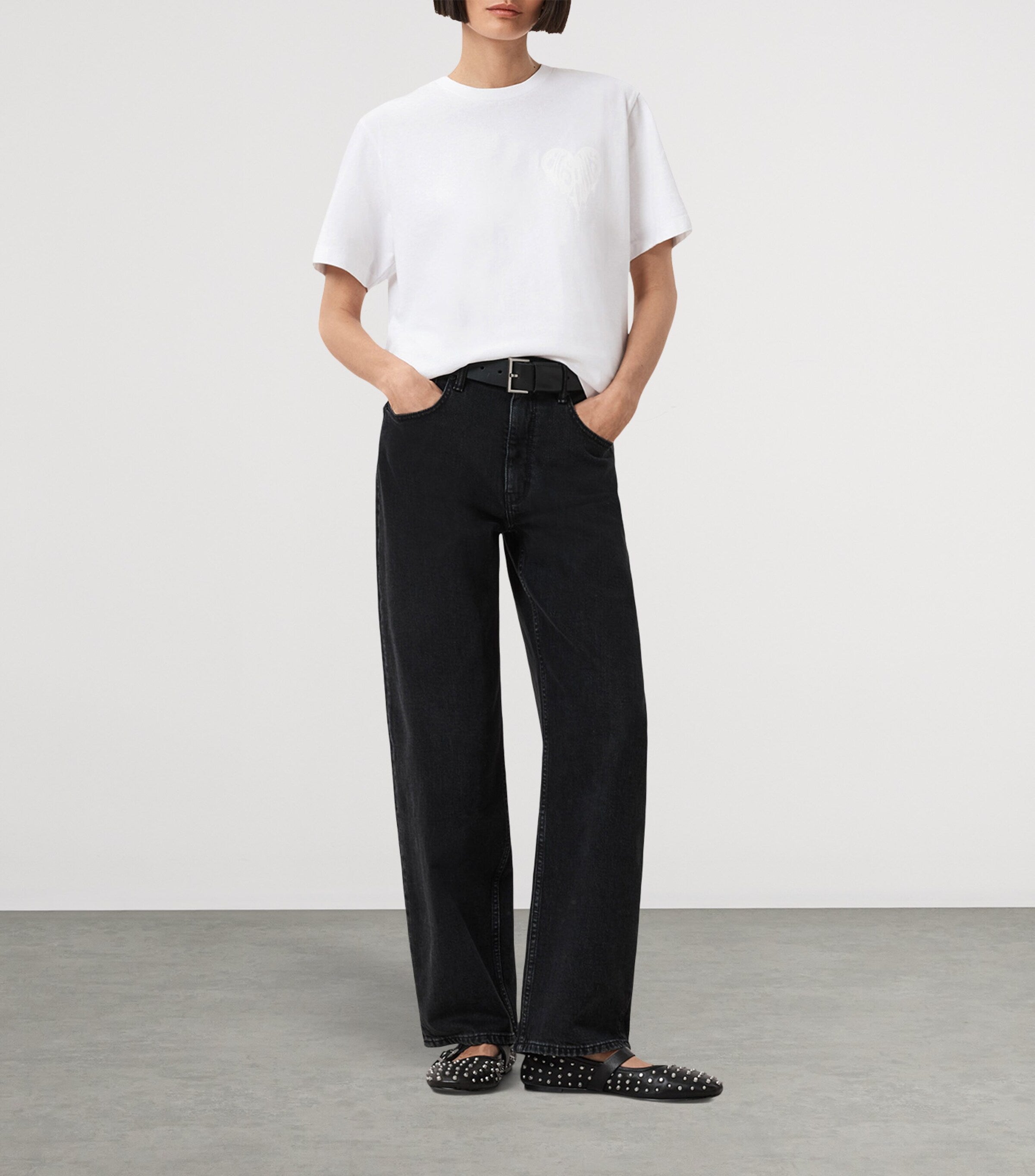 AllSaints White Organic Cotton Poster Graphic T-Shirt