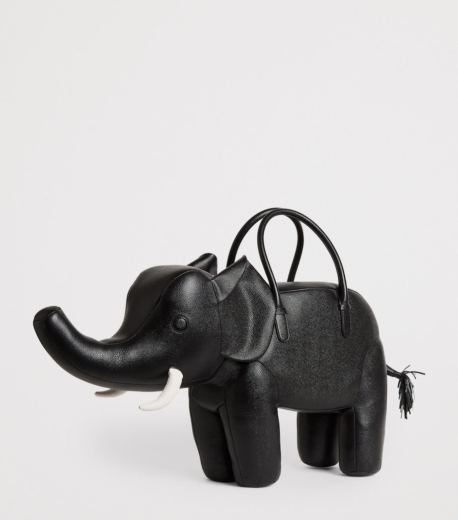 Leather Elephant Top-Handle Bag BLACK