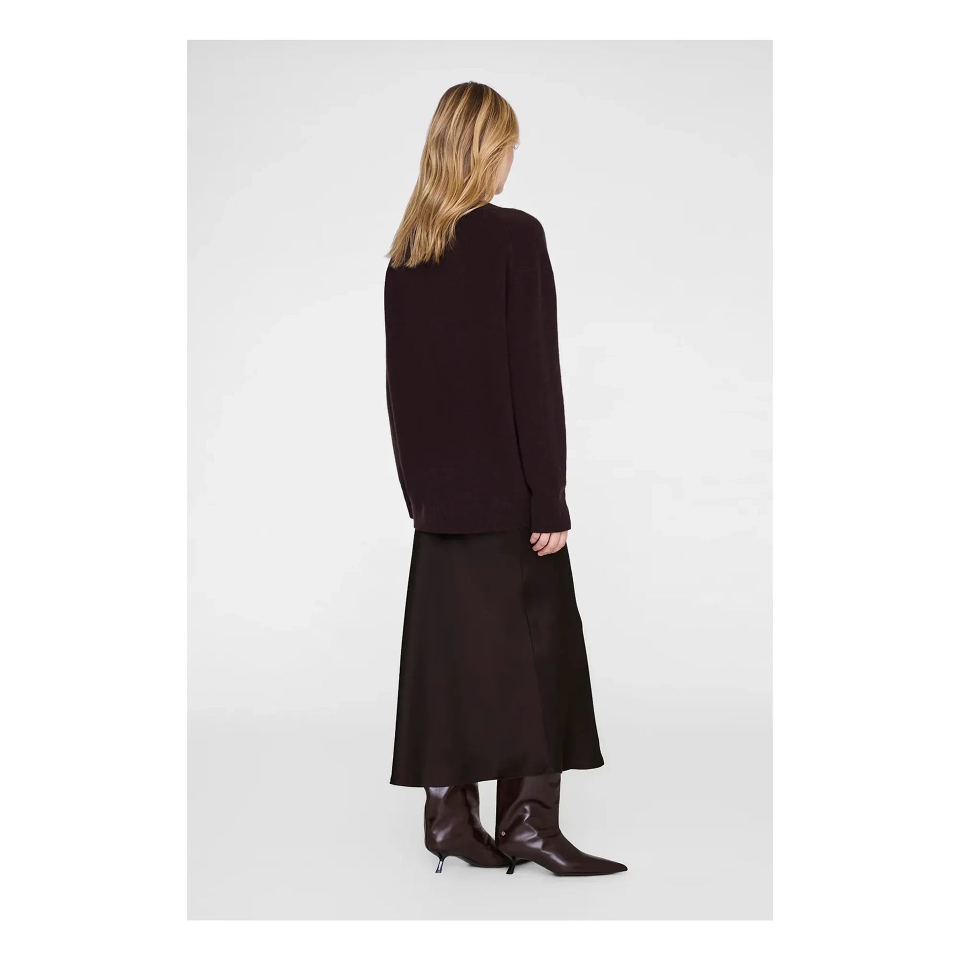 Anine Bing - Silk Bar Skirt | Dark Brown