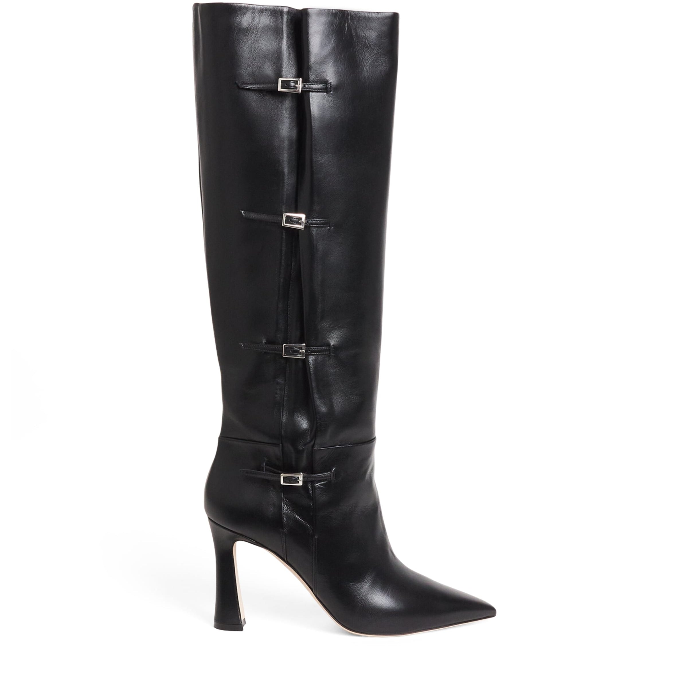 Black Leather Nolan Knee-High Boots 90