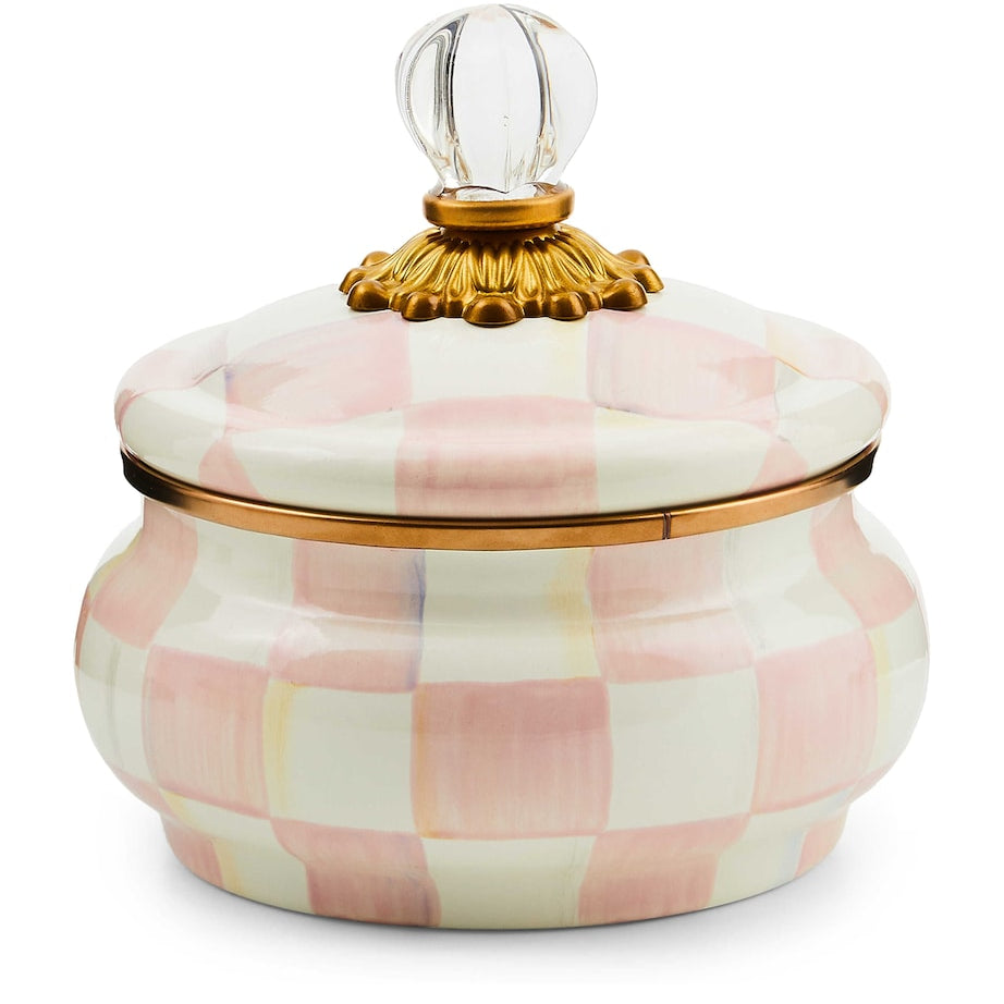 Rosy Check Squashed Pot (12cm)