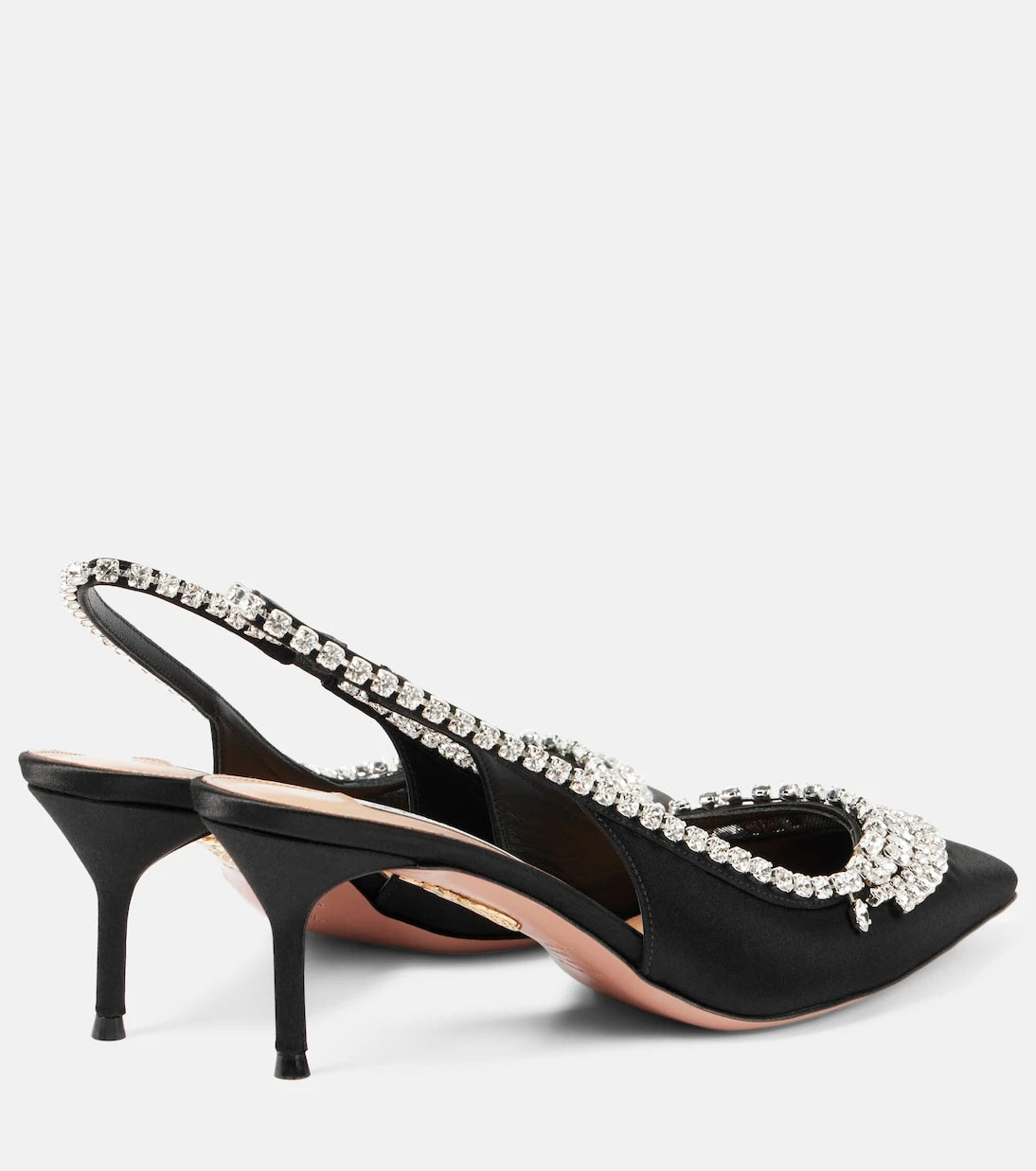 Aquazzura - Crystal Crush satin slingback pumps
