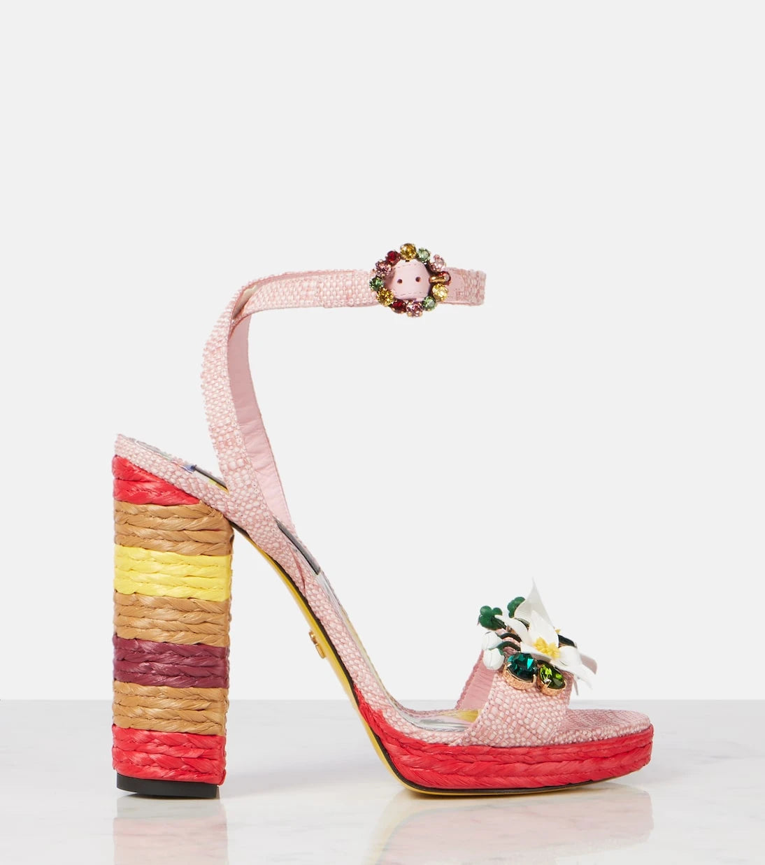Dolce&Gabbana - Taormina 135 embellished raffia sandals