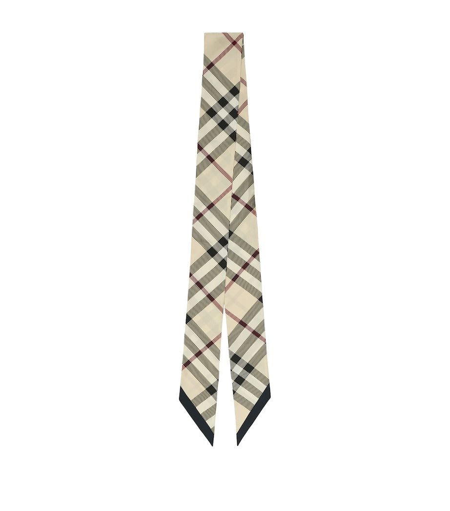 Burberry Beige Silk Skinny Check Scarf