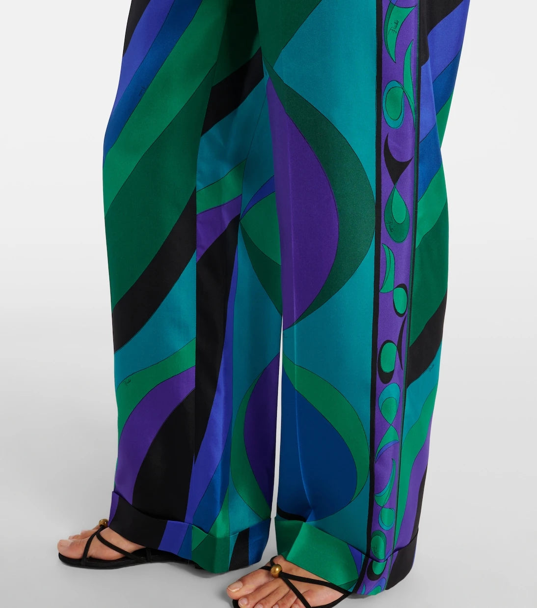 Pucci - Desenli ipek geniş paça pantolon