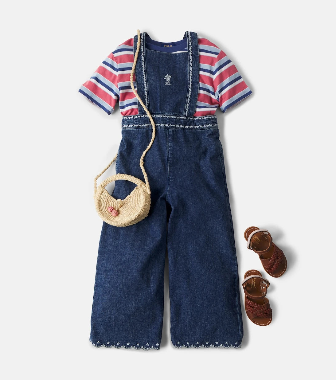 Polo Ralph Lauren Kids - Embroidered denim jumpsuit