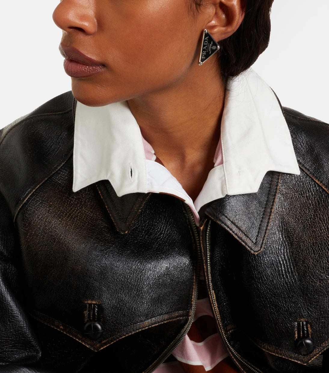 Prada - Logo clip-on single earring