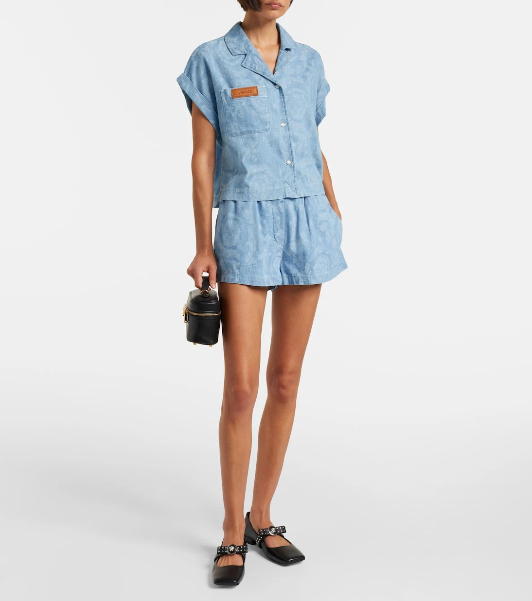 Versace - Barocco denim chambray shorts