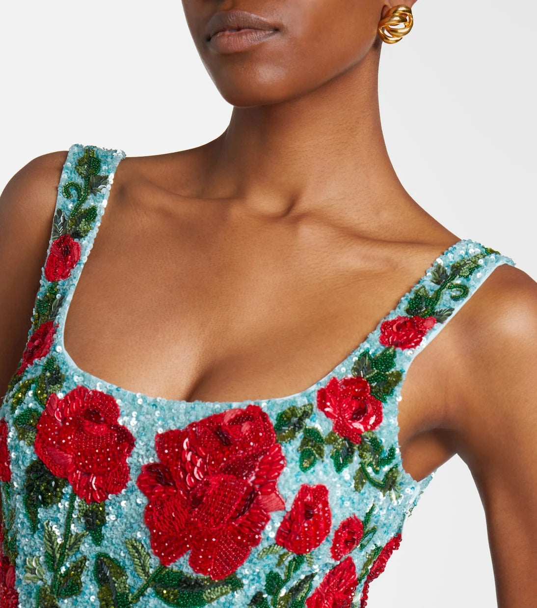 Là Fuori - Crimson Rose sequined minidress