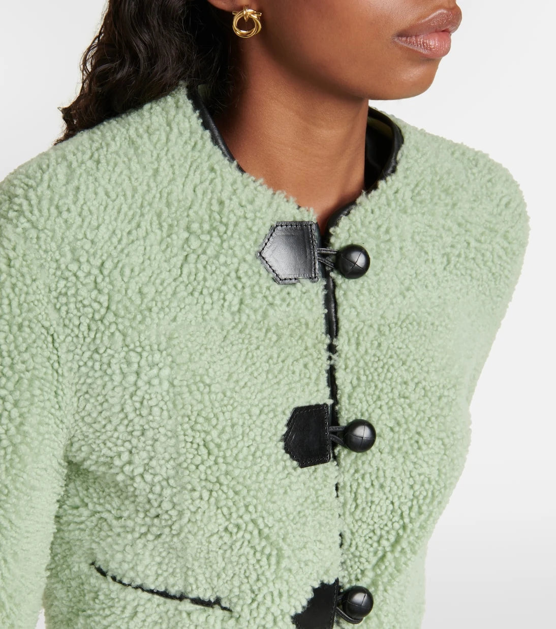 Blancha - Leather-trimmed shearling jacket