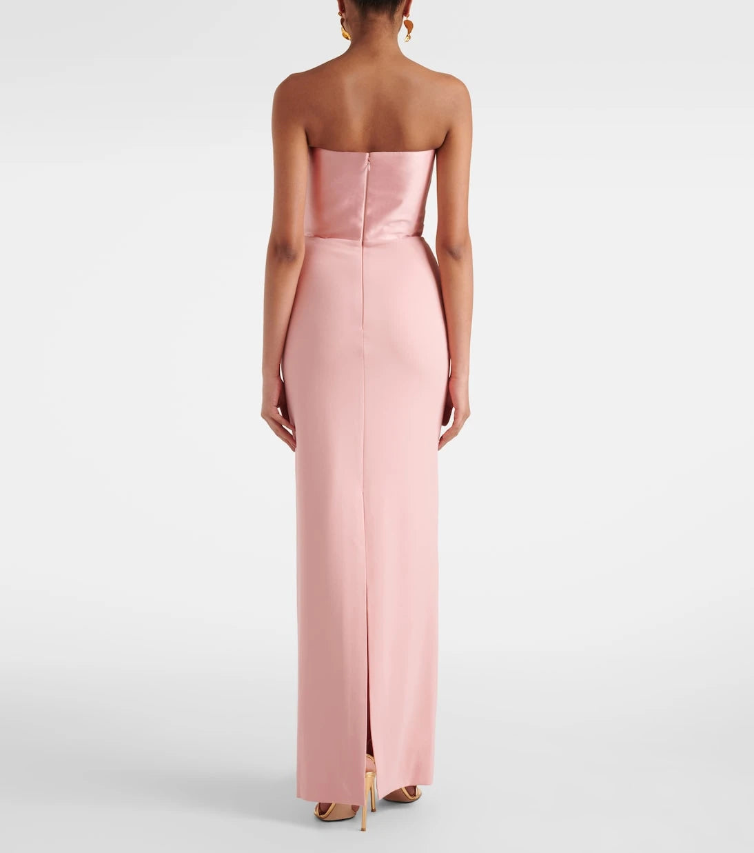 Solace London - Afra crêpe and satin bustier gown