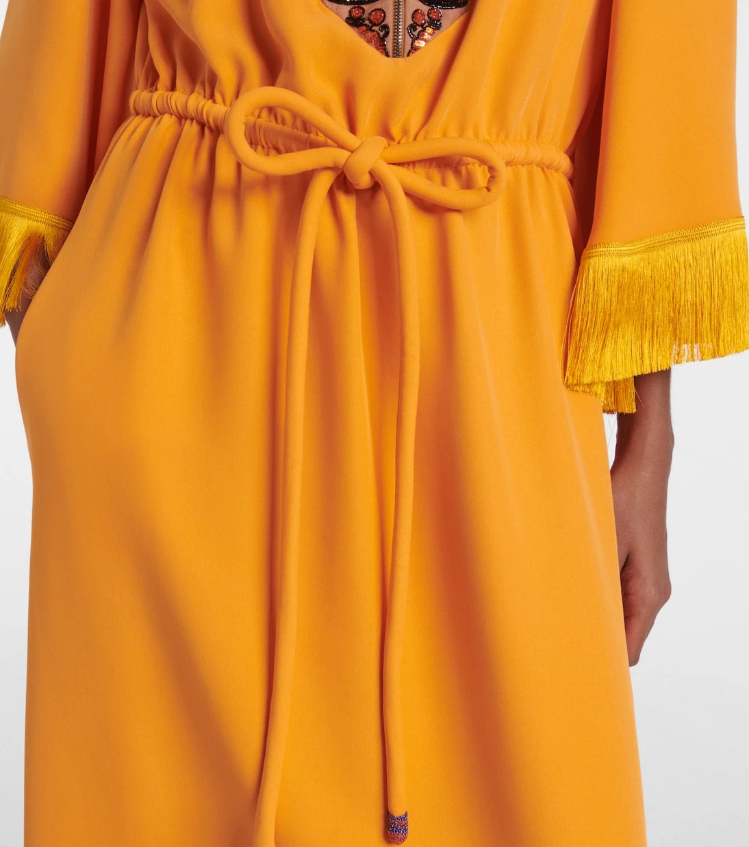 Valentino - Cady Couture embroidered fringed gown