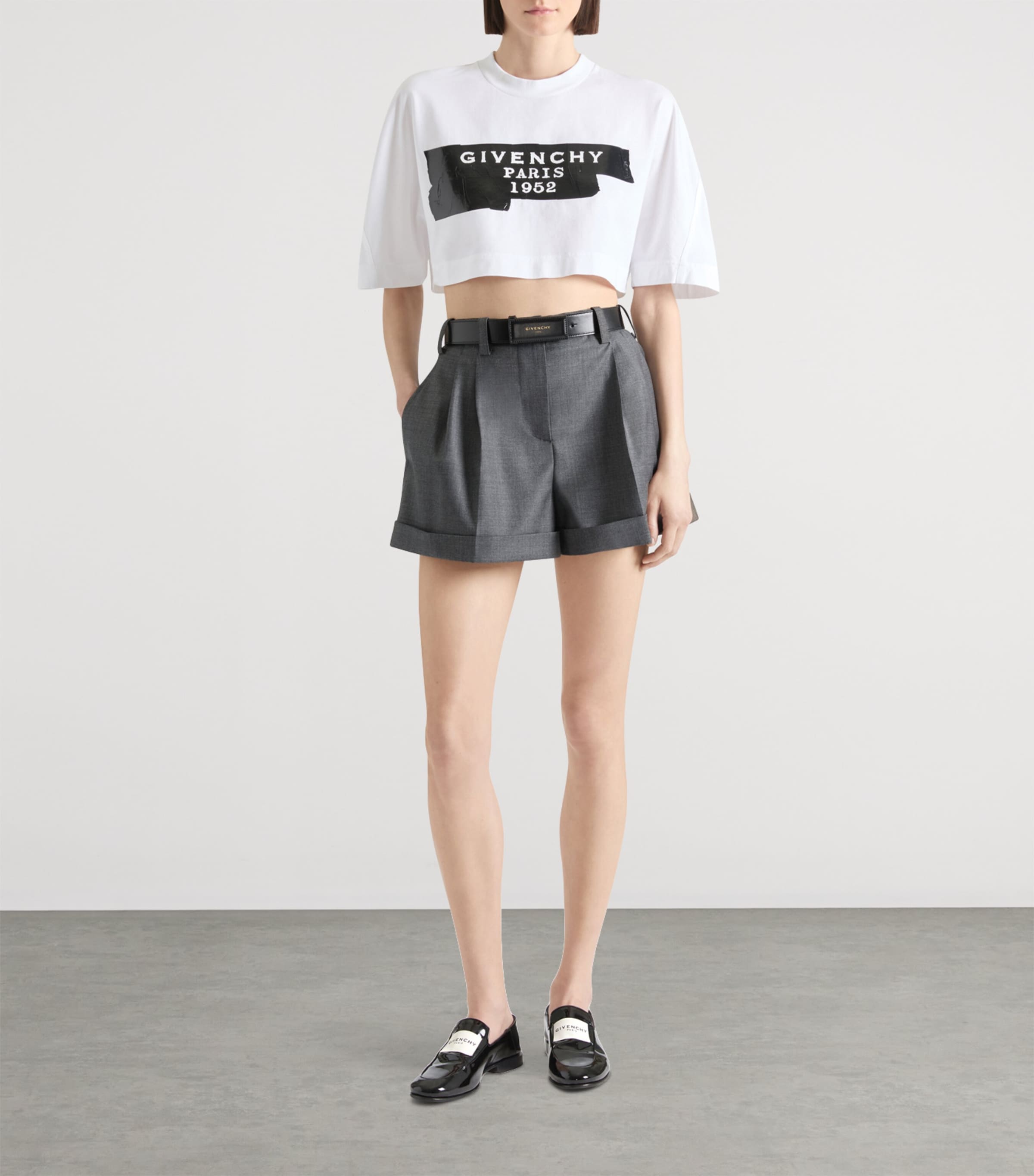 Givenchy Grey Wool Pleated Shorts