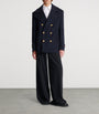 Balmain Merino Wool-Blend Stripe Pea Coat