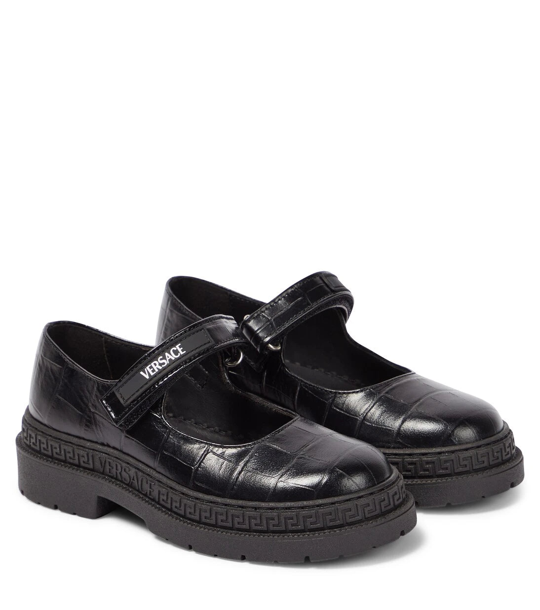 Versace Kids - Croc-effect leather Mary Jane flats