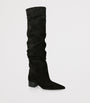Khaite Black Suede Andee Over-The-Knee Boots 40
