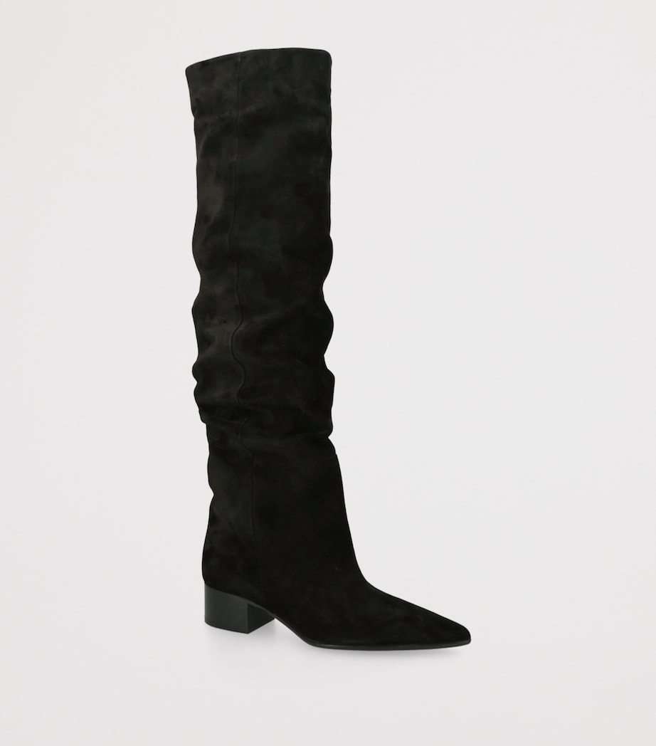 Khaite Black Suede Andee Over-The-Knee Boots 40