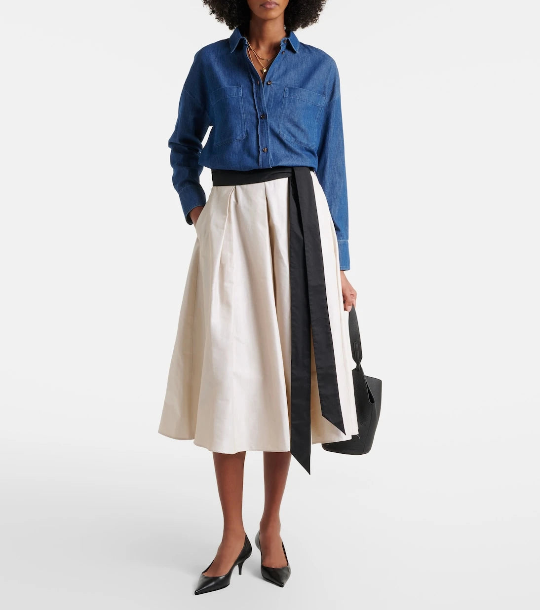 'S Max Mara - Baschi pleated cotton-blend midi skirt