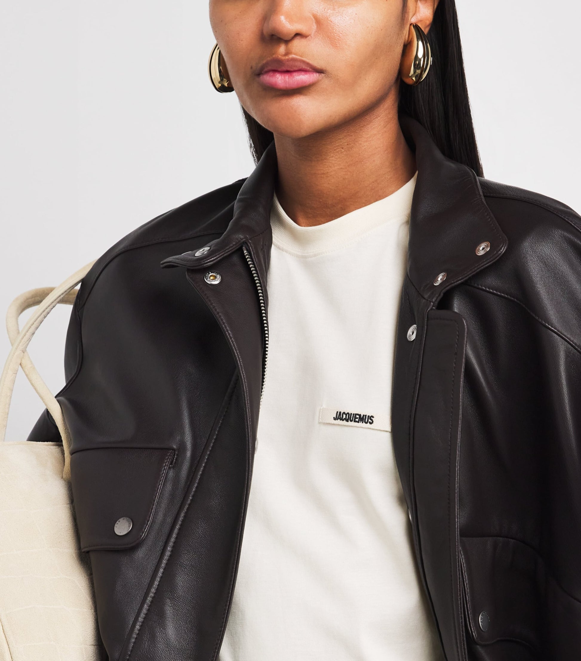 Jacquemus Beige Cotton Grosgrain Logo T-Shirt