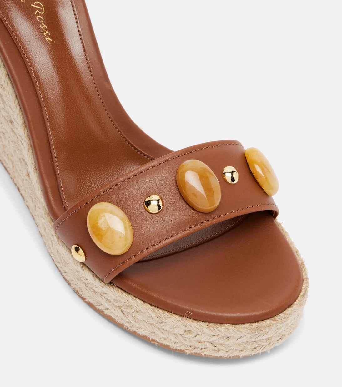 Gianvito Rossi - Embellished leather espadrille wedges