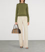 Burberry Green Wool-Cashmere-Blend Epaulette Sweater