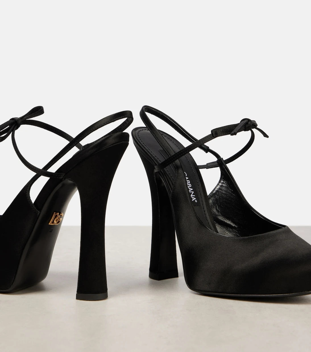 Dolce&Gabbana - Vally satin slingback platform pumps