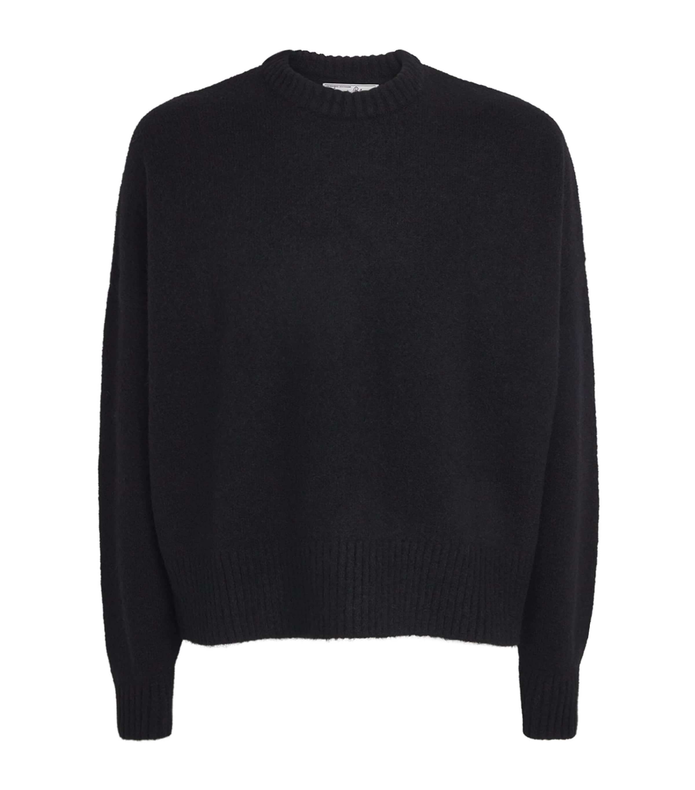 Wool-Blend Back Logo Sweater BLACK/ECRU