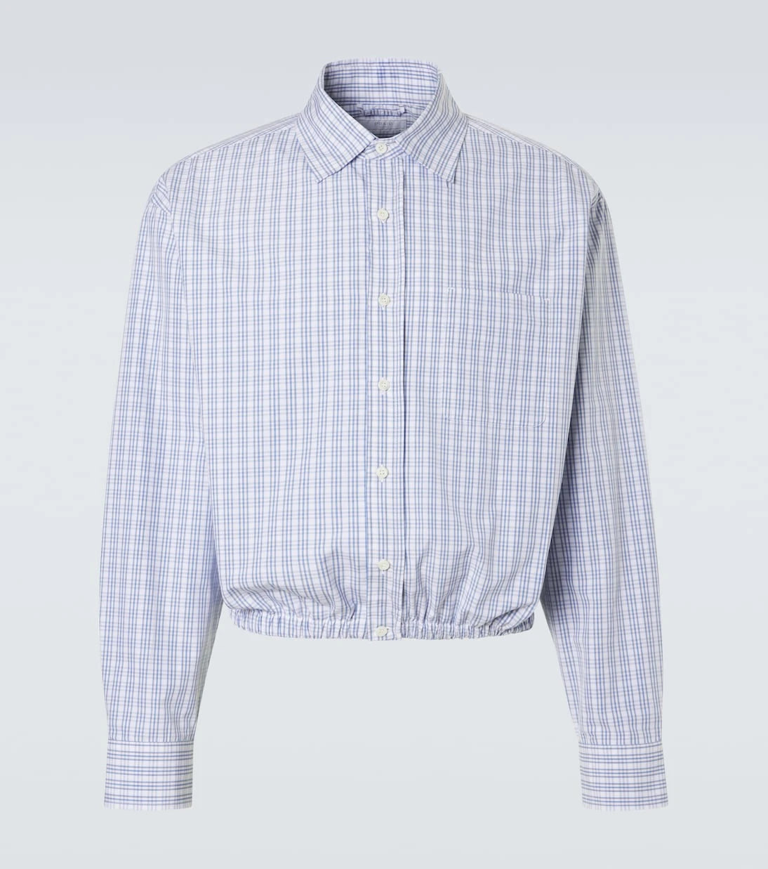 Prada - Checked gathered cotton shirt