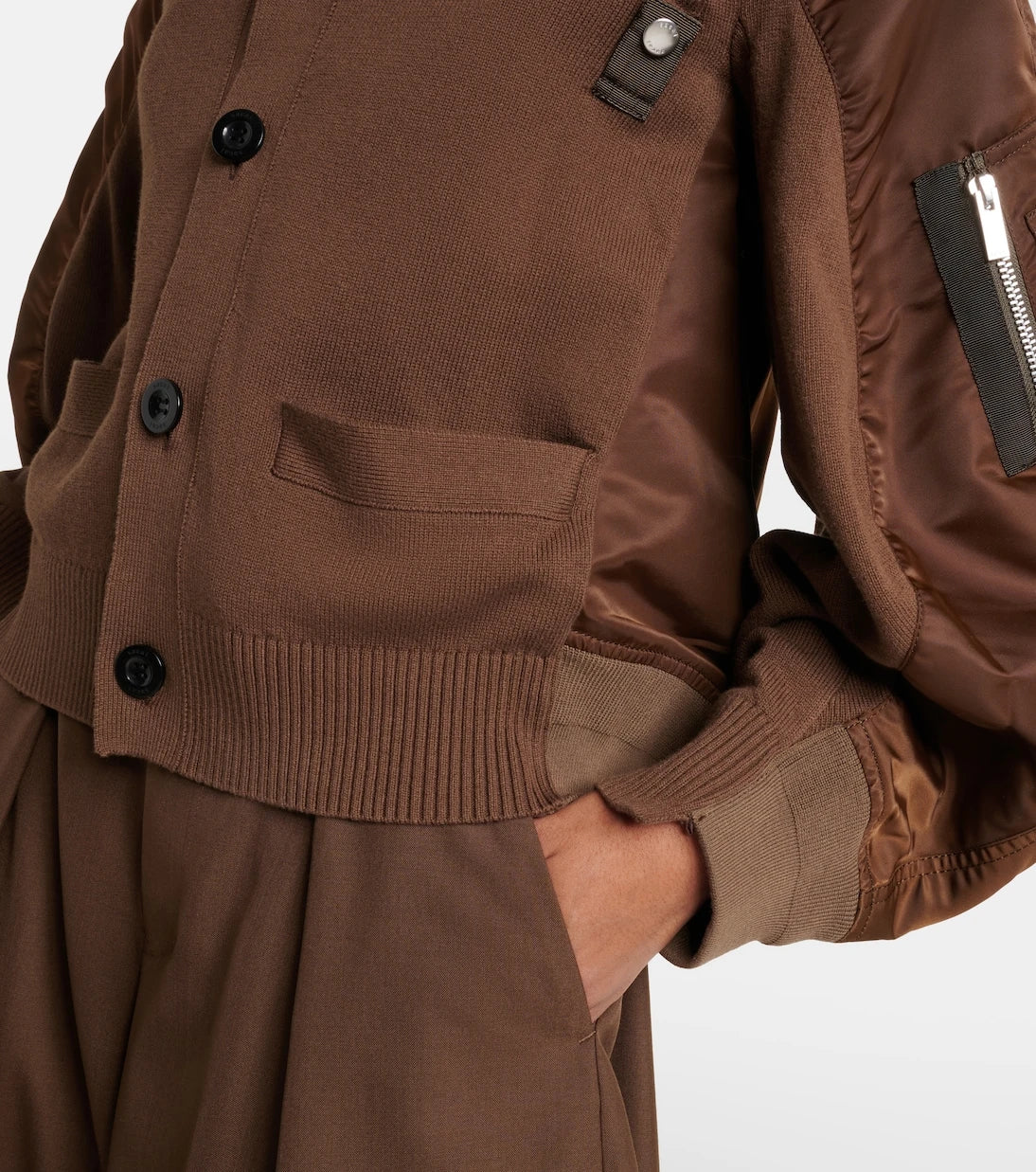 Sacai - Cotton-blend and twill cardigan