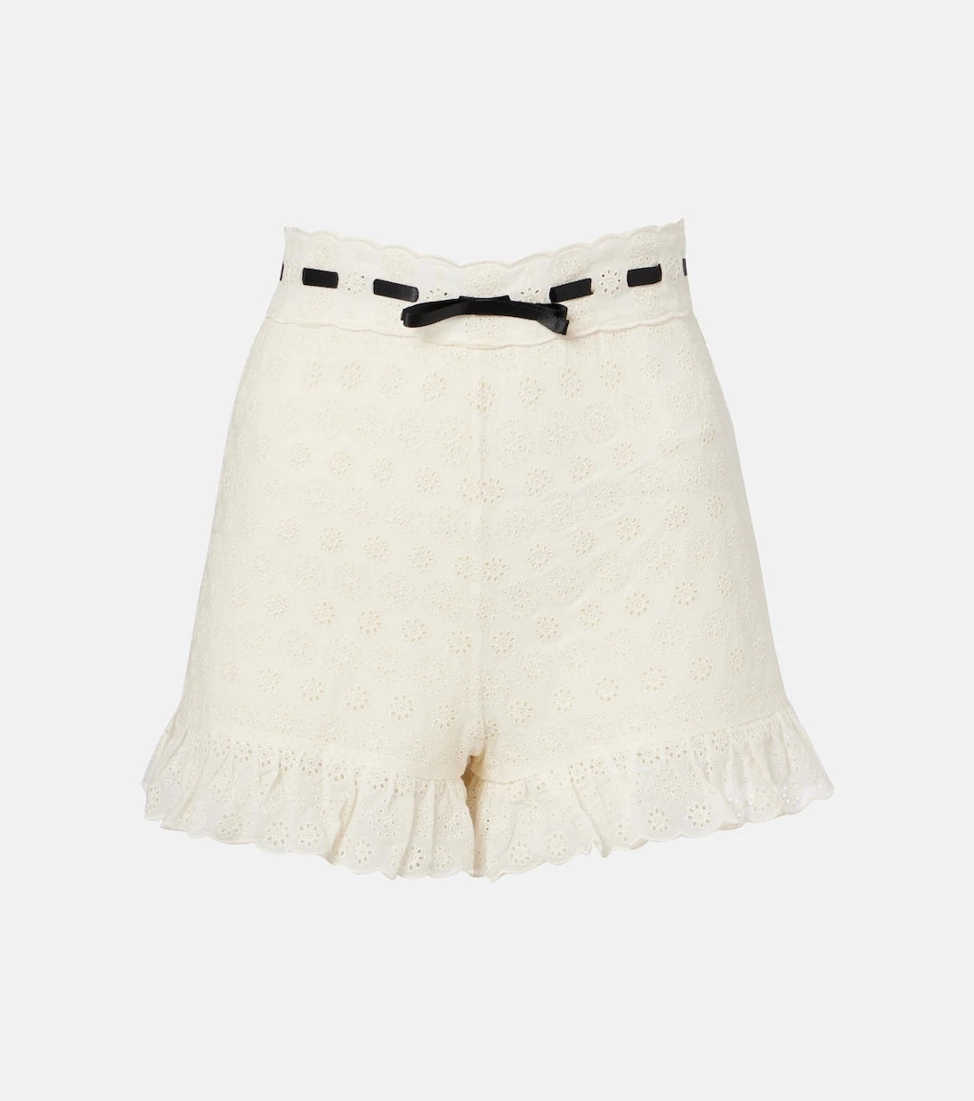 Valentino - Floral ruffled cotton shorts