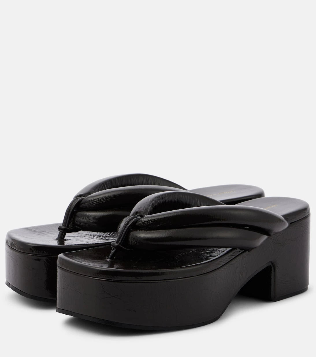 Dries Van Noten - Deri platform sandalet