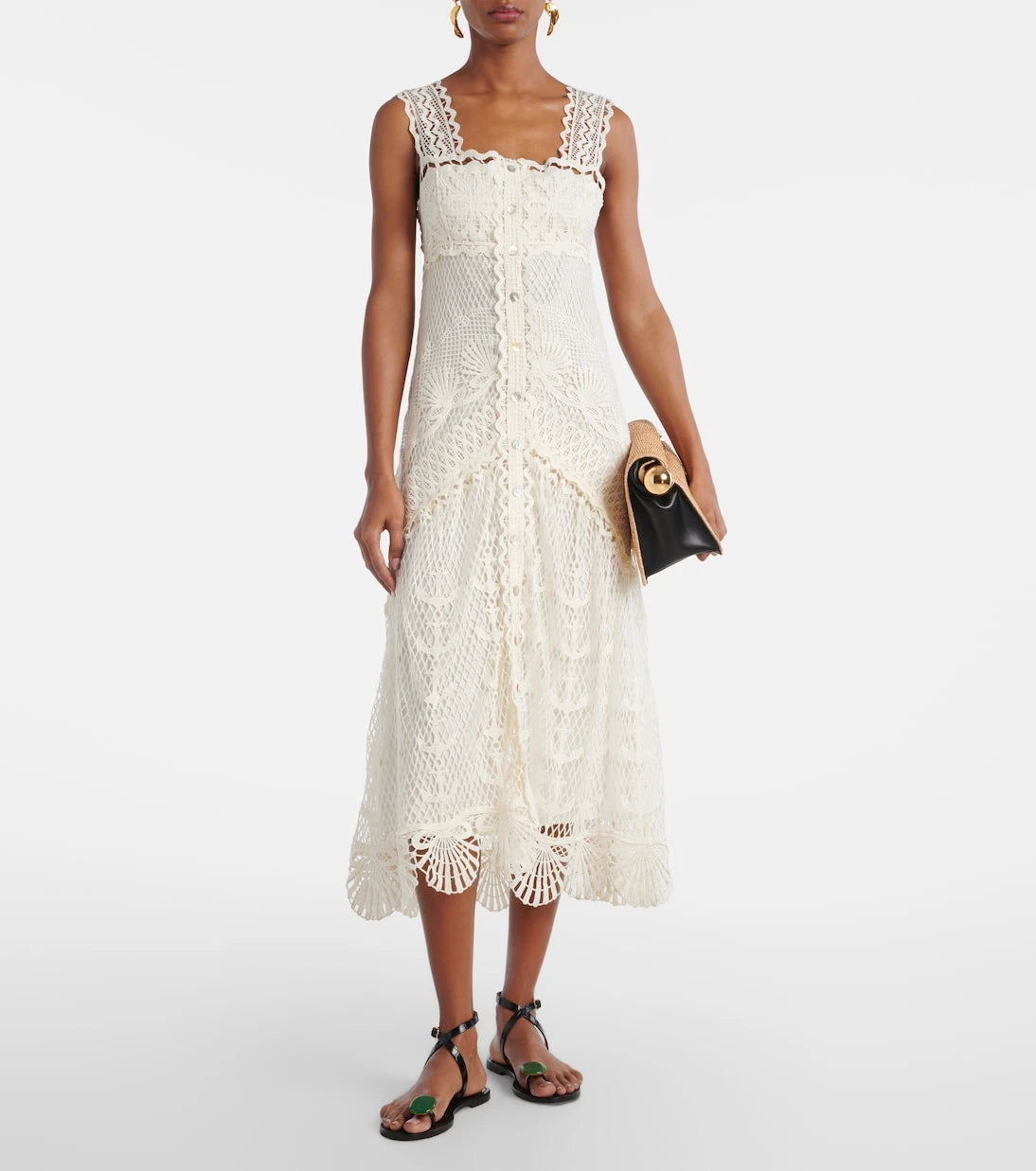 Farm Rio - Tiered guipure lace maxi dress