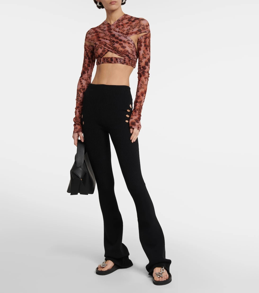 KNWLS - Anti Cross Over floral jersey crop top