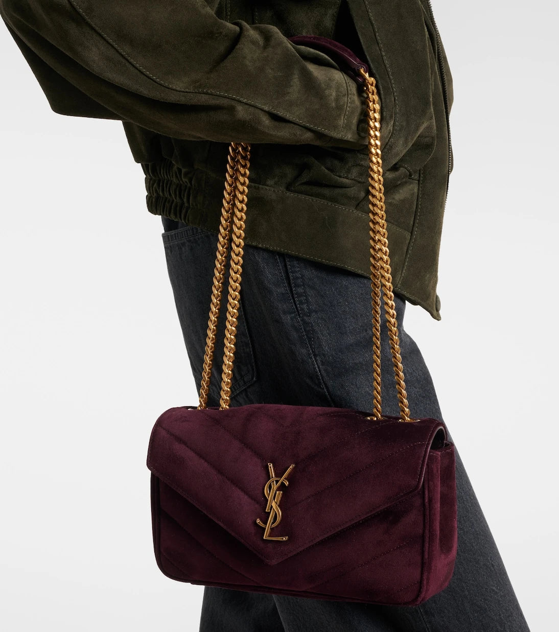 Saint Laurent - Loulou Small matelassé suede shoulder bag