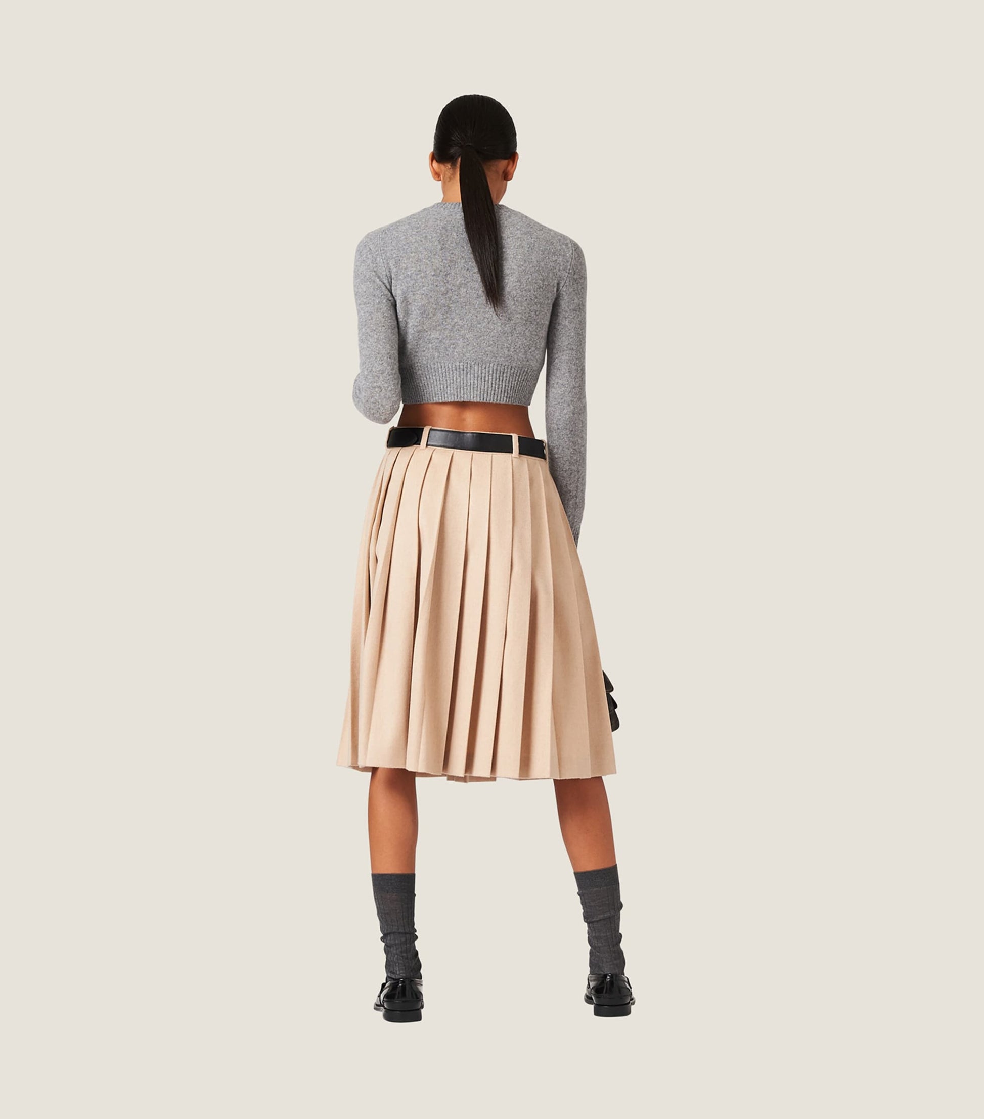 Miu Miu Grey Cashmere Logo Sweater