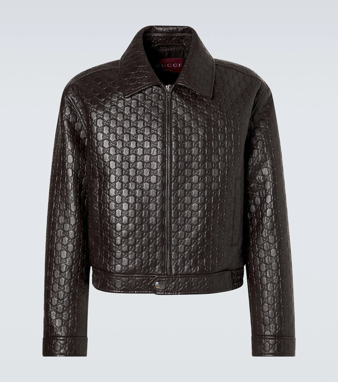 Gucci - GG debossed leather blouson jacket