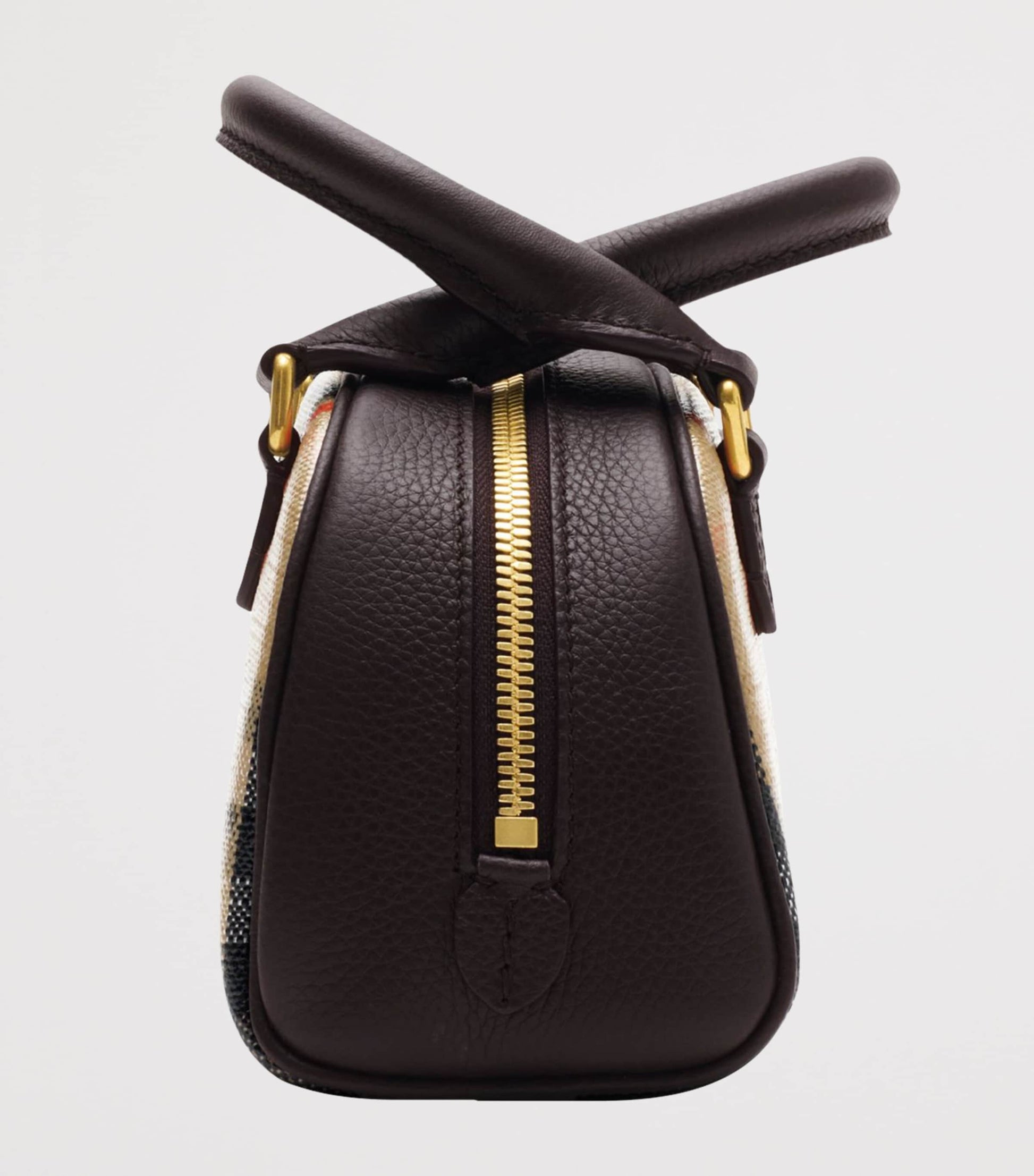 Burberry Beige Mini Canvas Highlands Bowling Bag