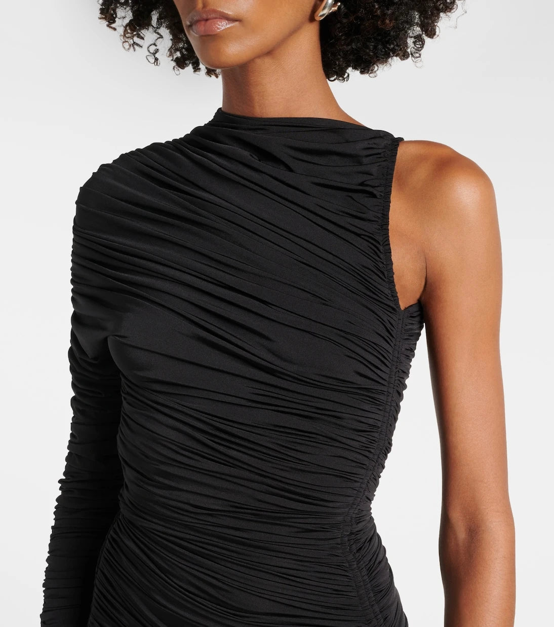 Mugler - Asymmetric ruched midi dress