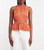 Maje Brown Pleated Halterneck Top