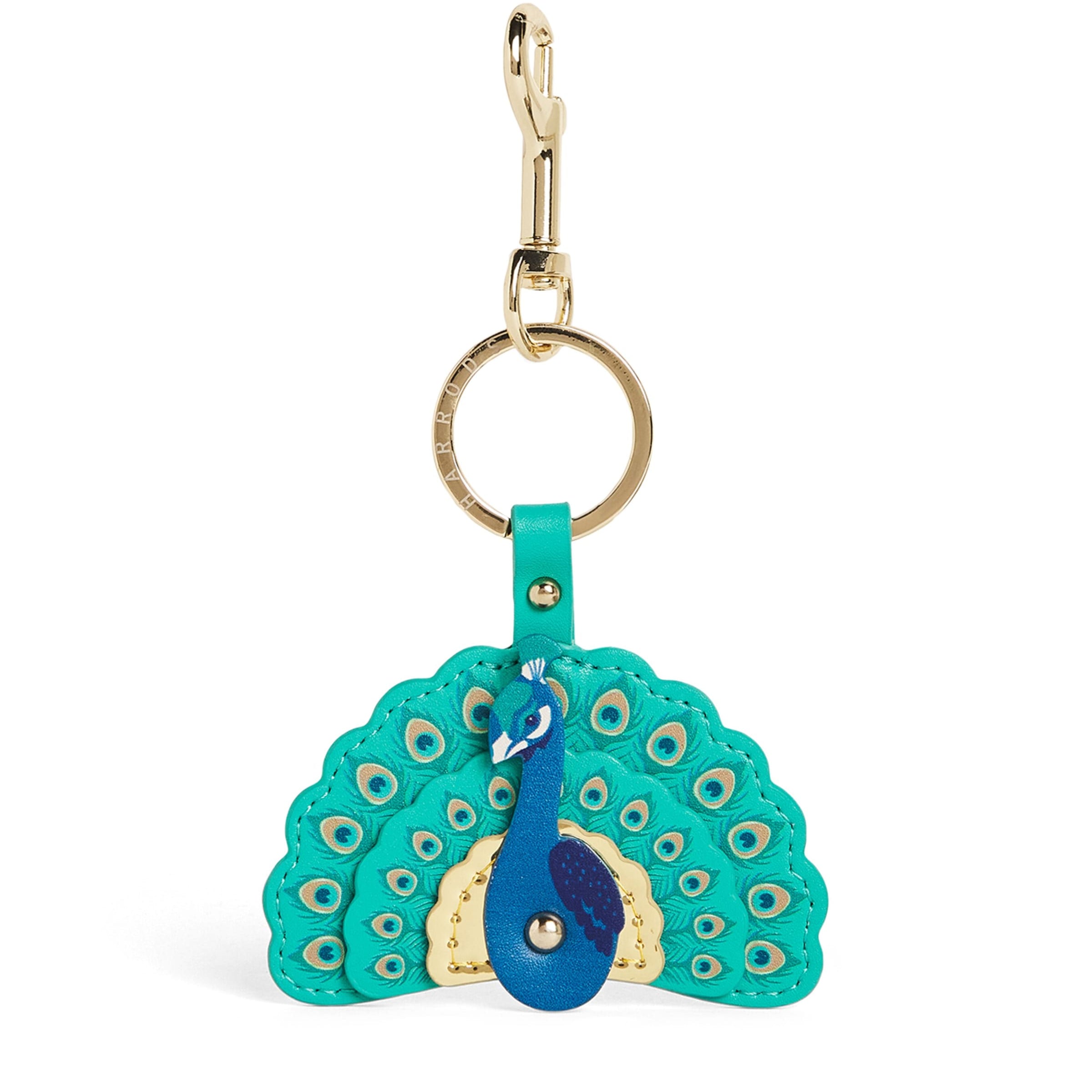 Multi Leather Peacock Keyring